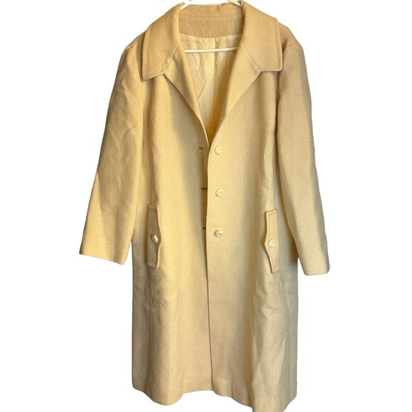 Womens Size Large Yellow Winter Classic  Outerwear Wool Blend Casual Long Coat - Picture 8 of 14
